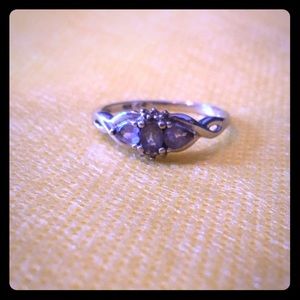 10K White Gold and Lab Created Stone Ring